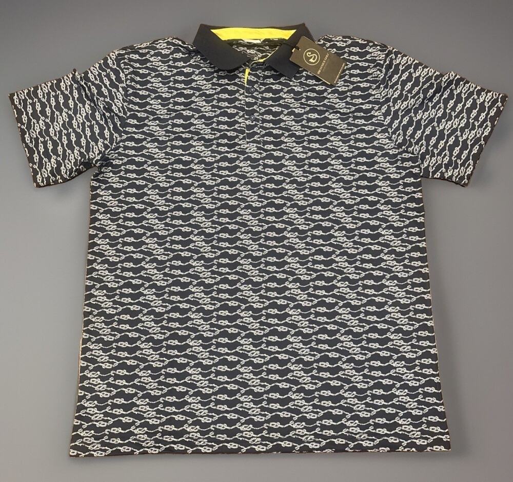 SWANNIES GOLF Polo Navy Rope Design Large NWT